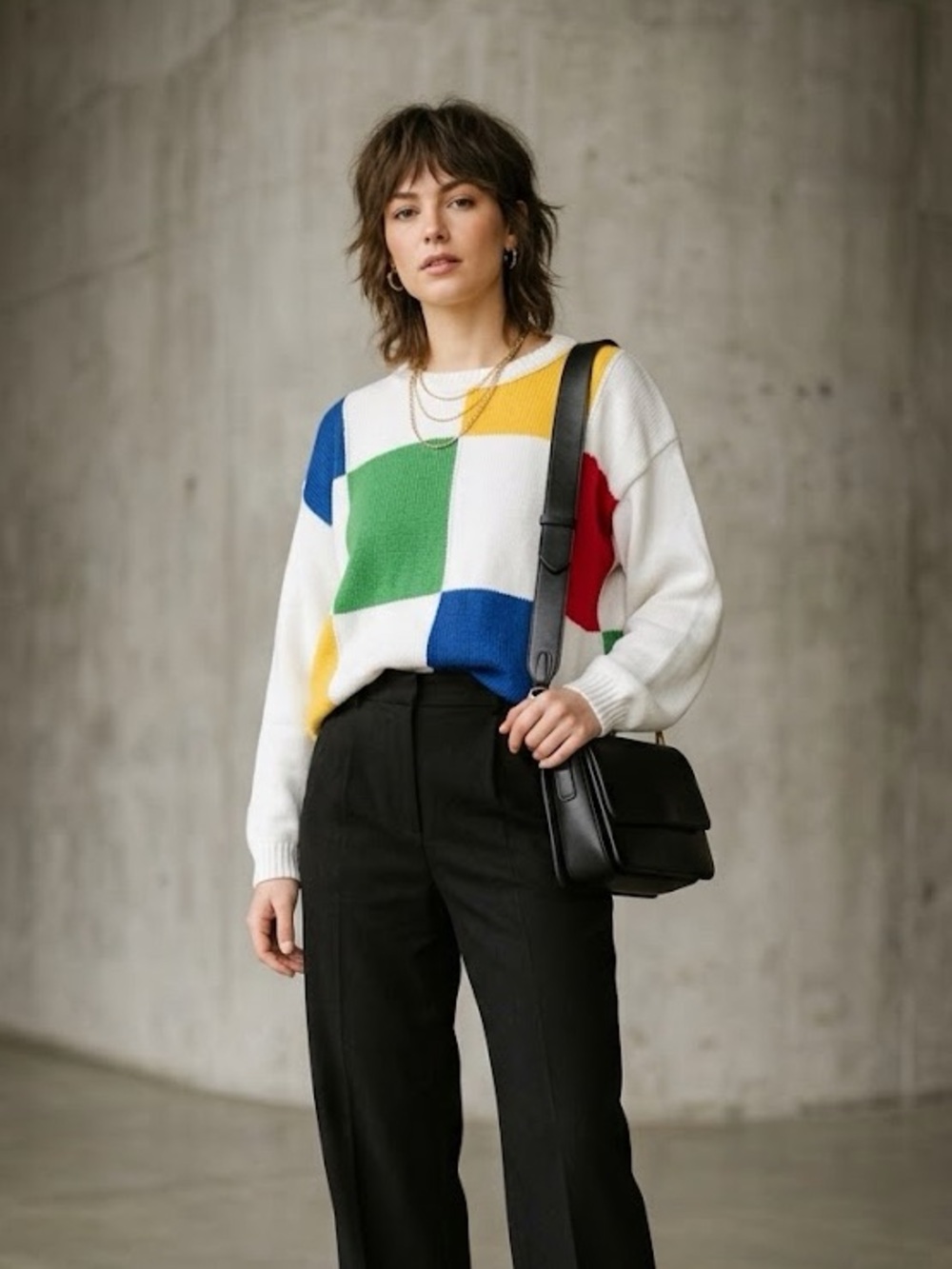 Vintage Hunt Club Colorblock Oversized Sweater